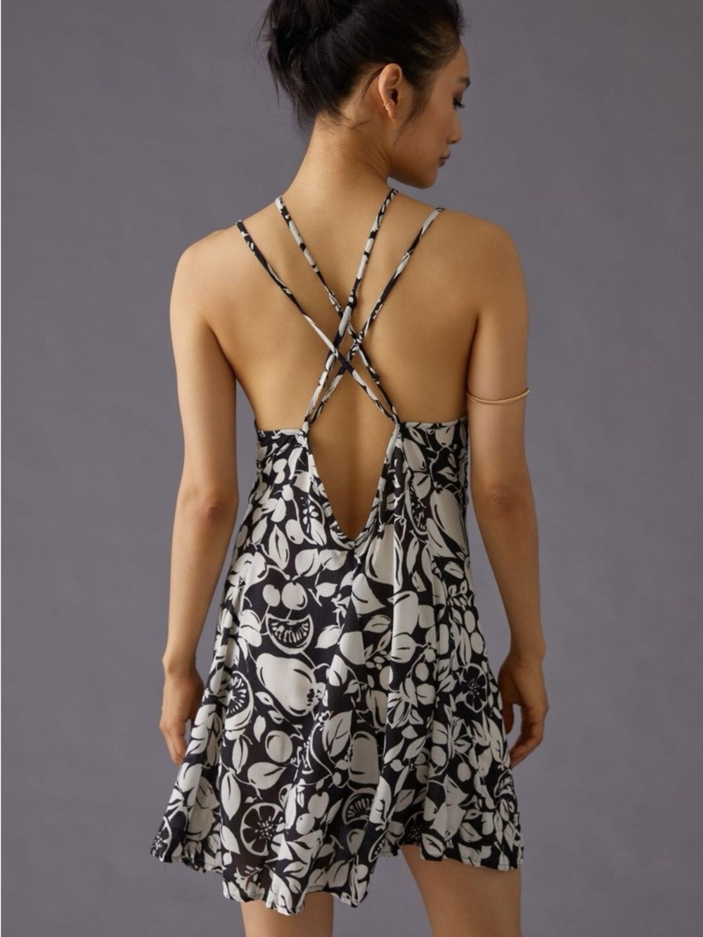 Anthropologie Strappy Citrus Fruit Halter Dress sz Small